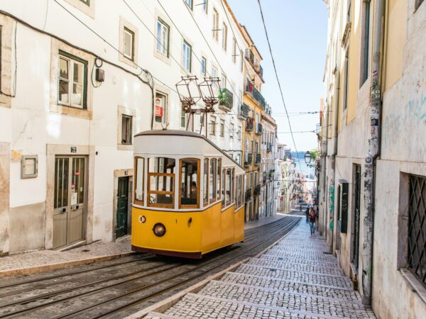 Yellow tram in Lisbon